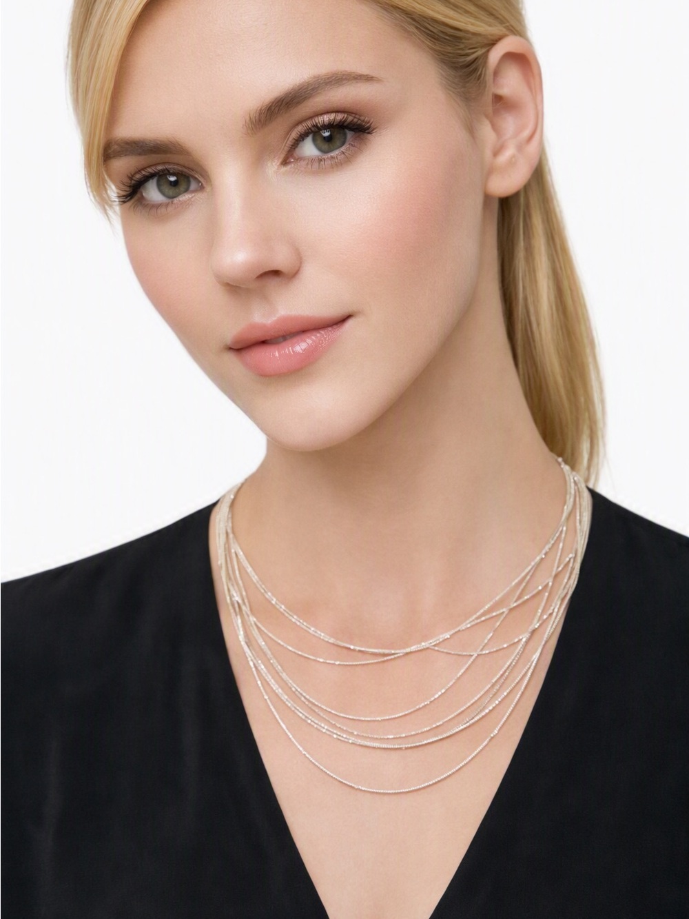 AllSaints Gold /Silver Tone Mixed Layered Necklace -The British Necklace EUC